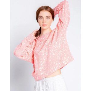 P.J. Salvage Flick Of A Brush Dream on Sweatshirt Coral Splatter ( L )